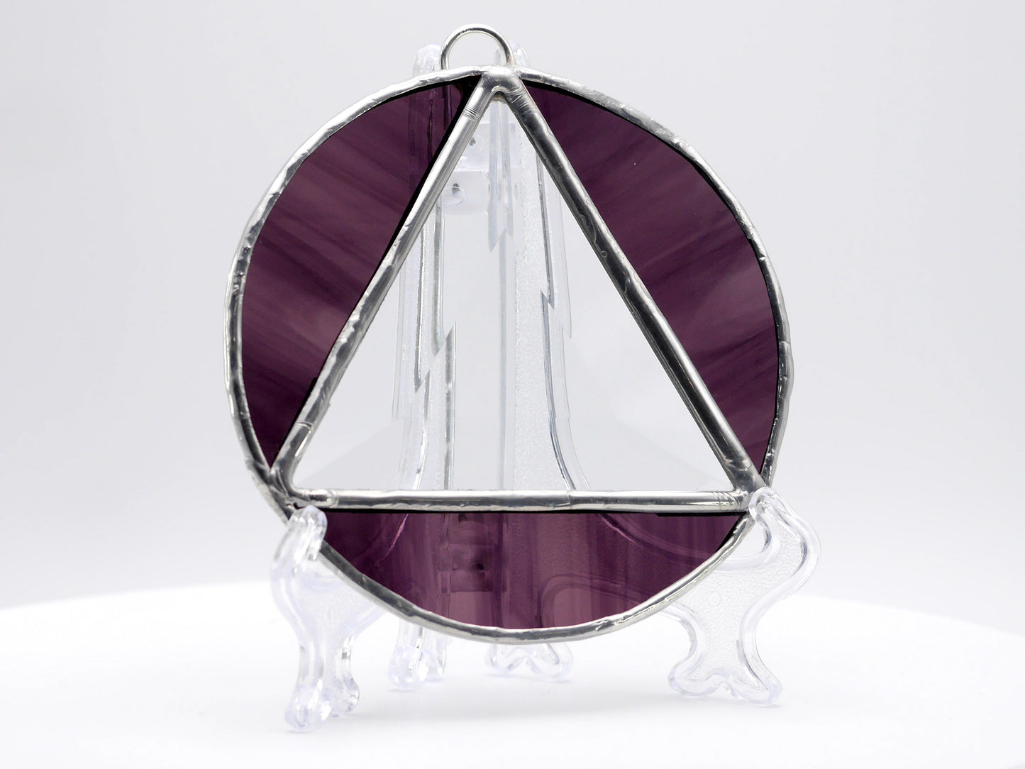 Stained Glass Alcoholic Anonymous Sun Catcher 3.5in Purple Wave