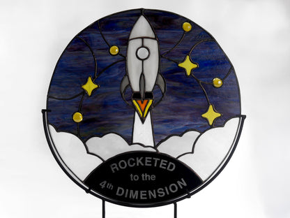 Rocketed to the 4th Dimension Stained Glass Panel, AA, Recovery Gift