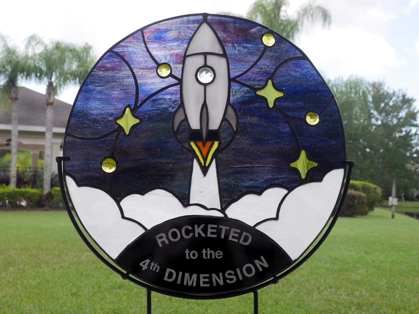 Rocketed to the 4th Dimension Stained Glass Panel, AA, Recovery Gift