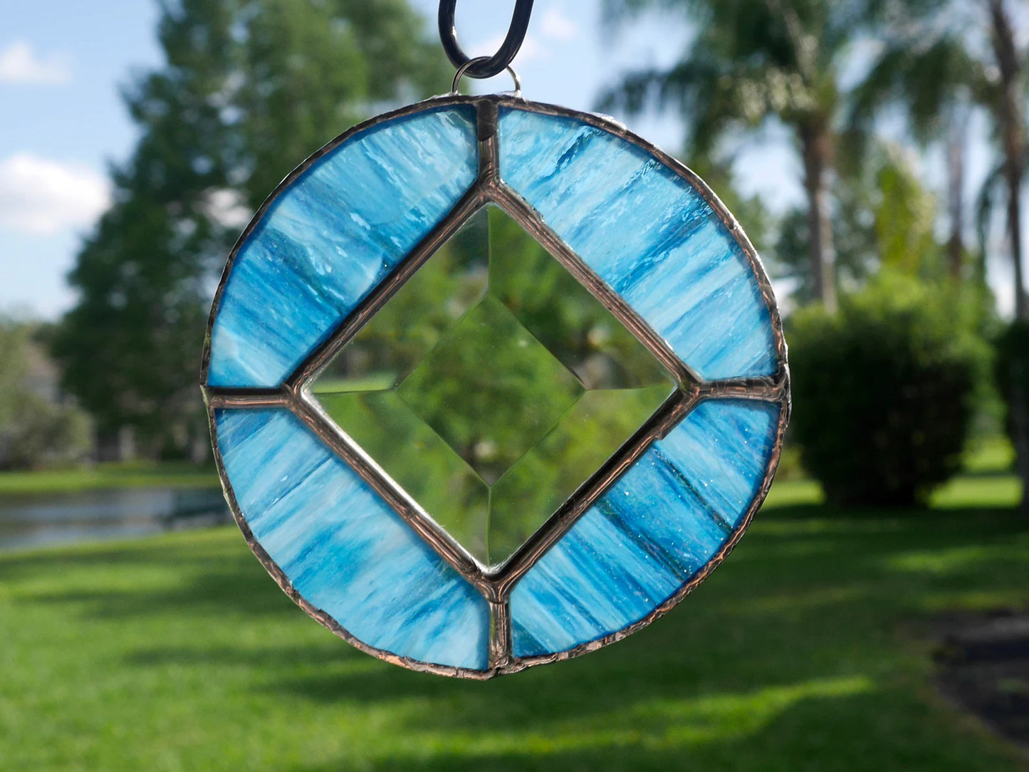 Stained Glass Narcotics Anonymous Sun Catcher 3.5in Light Blue