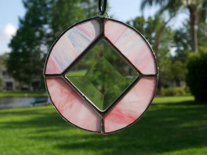 Stained Glass Narcotics Anonymous Sun Catcher 3.5in Pink