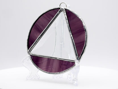 Stained Glass Alcoholic Anonymous Sun Catcher 3.5in Purple Wave