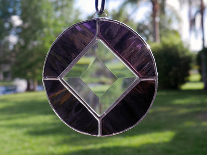 Stained Glass Narcotics Anonymous Sun Catcher 3.5in Deep Purple