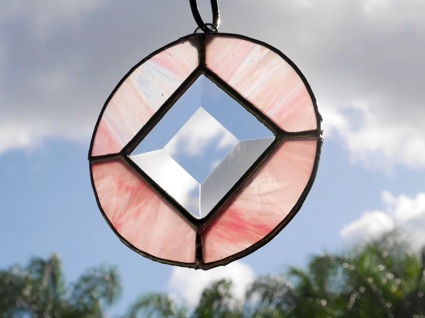 Stained Glass Narcotics Anonymous Sun Catcher 3.5in Pink