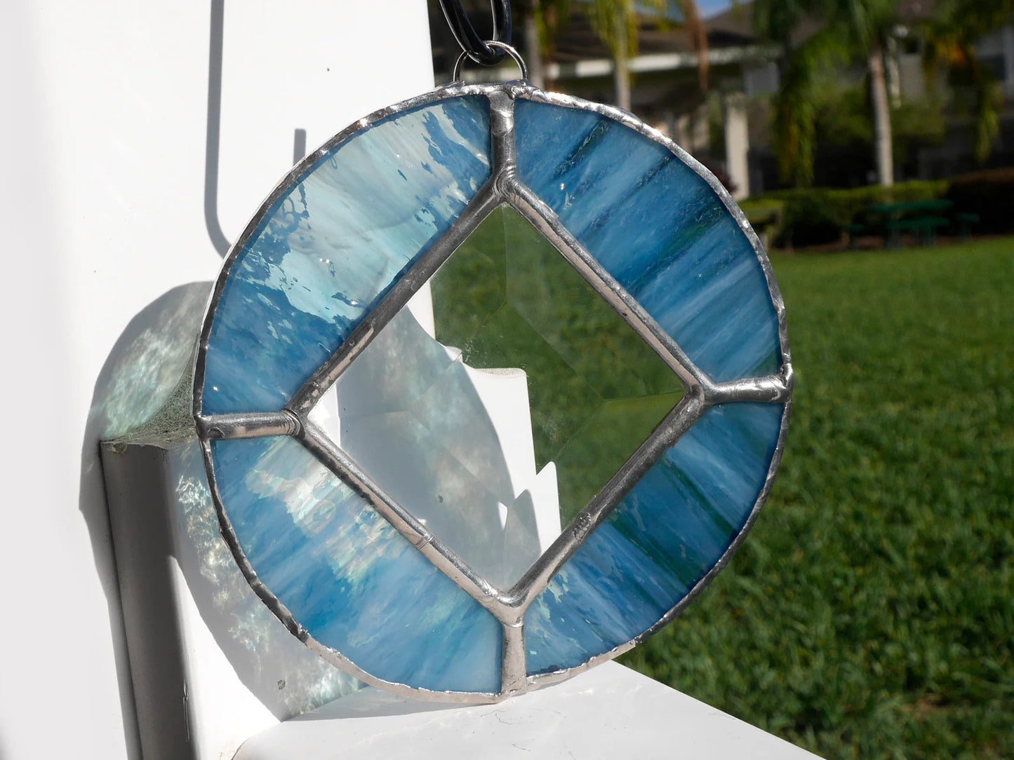 Stained Glass Narcotics Anonymous Sun Catcher 3.5in Light Blue