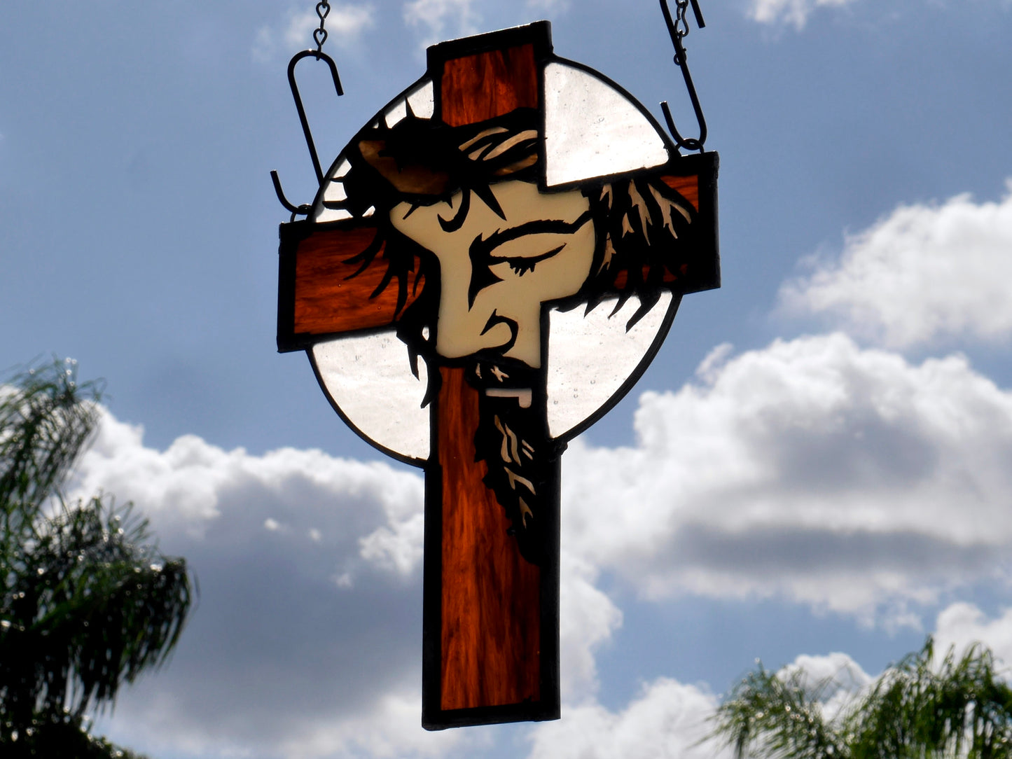 Stained Glass Cross, Jesus, Crucifix, Faith, 8x12in,