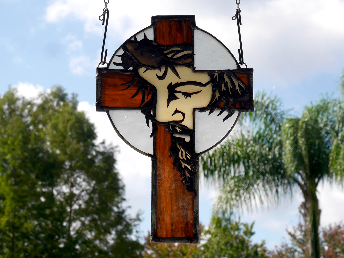 Stained Glass Cross, Jesus, Crucifix, Faith, 8x12in,