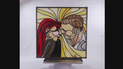 Close To You, Romantic Stained Glass Panel, Home Decor, Love, Modern Art