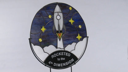 Rocketed to the 4th Dimension Stained Glass Panel, AA, Recovery Gift