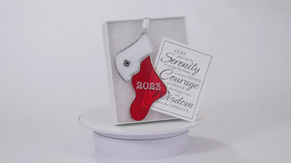 AA Stained Glass Christmas Ornament, 2023 Limited Edition Stocking Design