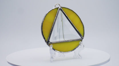 Stained Glass Alcoholic Anonymous Sun Catcher 3.5in Yellow