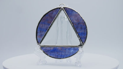 Stained Glass Alcoholic Anonymous Sun Catcher 3.5in Mystic Blue